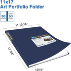 Sooez Art Portfolios 11"x17", Large Portfolio Folder with 30 Pockets & Black Inner Sheets, Display 60 Pages, 11 x 17 Presentation Book for Artwork Storage, Binder with Plastic Sleeves for Artist