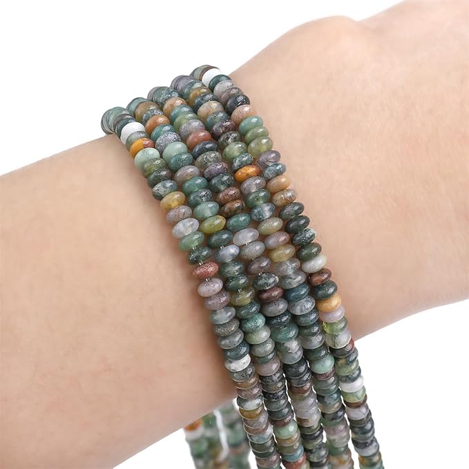 Natural Indian Agate Spacer Beads Caps Rondelle Disk Loose Beads for Beading Jewelry Making 4mmx2mm 38cm