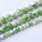 32pcs 12mm Natural Green White Persian Jade Stone Round Beads for Jewelry Making Loose Spacer Beads DIY Bracelets Necklaces 15" (12mm, Green Persian Jade)