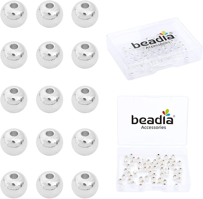 Silver Plated Round Spacer Beads 5mm 60pcs for Jewelry Making Findings Non Tarnish