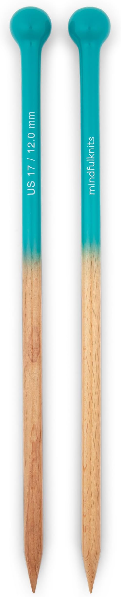 mindfulknits Premium Straight Single Pointed Beech Wood Knitting Needles – Size US 17, 12mm – 35cm Length – Knitting Supplies for Relaxation & Stress Relief (US17,12mm)
