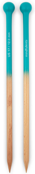mindfulknits Premium Straight Single Pointed Beech Wood Knitting Needles – Size US 17, 12mm – 35cm Length – Knitting Supplies for Relaxation & Stress Relief (US17,12mm)
