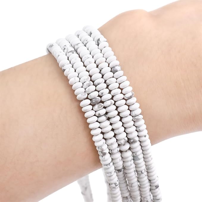 Natural White Howlite Spacer Beads Caps Rondelle Disk Loose Beads for Beading Jewelry Making 4mmx2mm 38cm