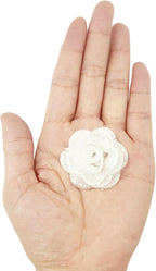 20pcs Flower Lace Applique Exquisite 3D Embroidery Floral Sew On Patches for Wedding Bridal Dress Clothes Repairing Hair Ornaments Sewing Craft DIY (White-Off)