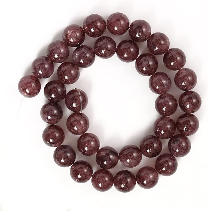 60pcs 6mm Natural Stone Beads Lepidolite Beads Energy Crystal Power Gemstone for Jewelry Making, DIY Bracelet Necklace