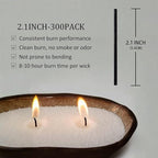 300-Pack Pearled Candle Cotton Wicks for Sand Candles Making - 2 Inch MANNYCOM Metal-Free and Lead-Free Refill Sand Wax Wick for Making DIY (Black)