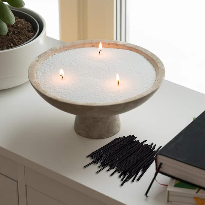 Pearled Candle Cotton Wicks 500-Pack for Sand Candles Making - 2Inch Metal-Free and Lead-Free Refill Sand Wax Wick for Candle Making DIY (Black)