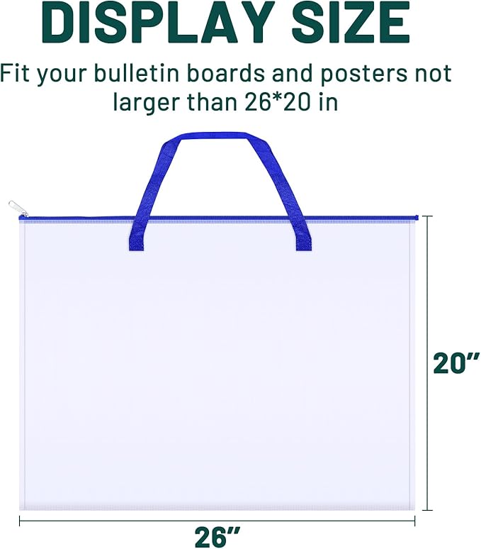 Bulletin Board Poster Storage Bag, Art Portfolio Bag, Portfolio Folder for Artwork, Artwork Storage Case for Poster, Bulletin Board, Scrapbook, Keepsake and Teaching Materials (26'' x 20'')
