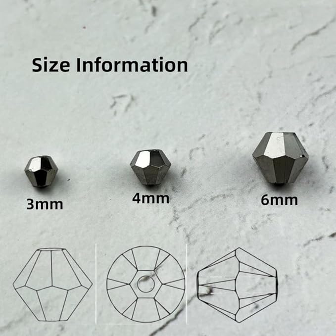 400pcs 4mm Bicone Glass Crystal Beads for Jewelry Making, Faceted Bicone Glass Spacer Beads for Bracelet Earring Necklace DIY Craft(Silver)