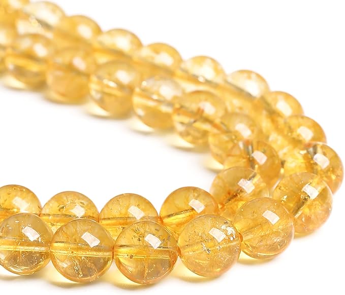 160PCS 4MM Natural Citrine Yellow Quartz Crystal Round Spacer Loose Beads for Jewelry Making DIY Bracelet Necklace