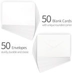 Funto Blank Watercolor Cards and Envelopes, 50 Cards, 5x7'', 140lb/300gsm, White, Acid-Free, Heavyweight Paper for All Occasions
