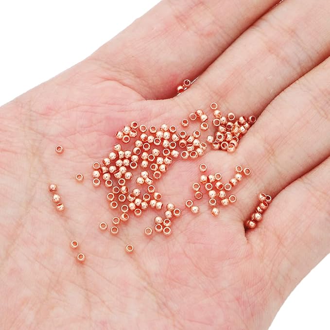 Rose Gold Plated Round Spacer Beads 2mm 600pcs for Jewelry Making Findings Non Tarnish