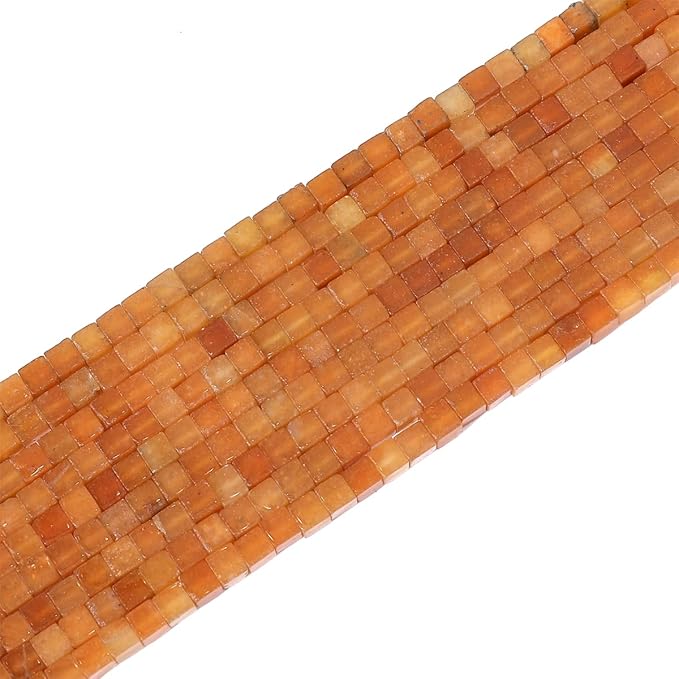 Natural Red Aventurine Square Stone Beads 4x4mm 85pcs Cube Loose Semi Gemstone Beads for Jewelry Making Design