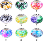 100 Pieces 14mm European Large Hole Spacer Beads Mix Color with Silver Brass Cores Assortments Charm Lampwork Beads Supplies for Necklace Bracelets Jewelry Making (Water Pattern)