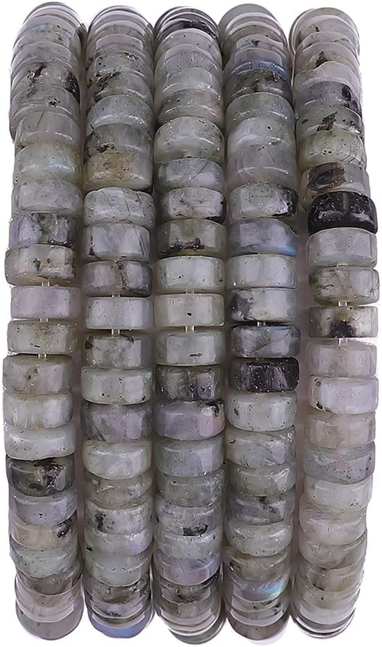 Natural Spectrolite Spacer Beads Caps Loose Semi Gemstone for Beading Jewelry Making 6mmx3mm 38cm