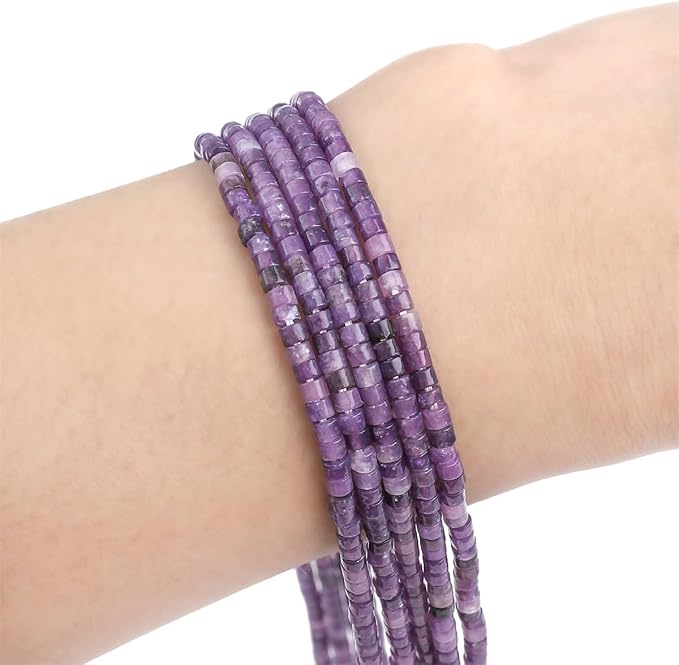 Natural Amethyst Spacer Beads Caps Flat Round Loose Beads for Beading Jewelry Making 3mmx2mm 38cm