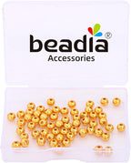18K Gold Plated Round Spacer Beads 5mm 60pcs for Jewelry Making Findings Non Tarnish