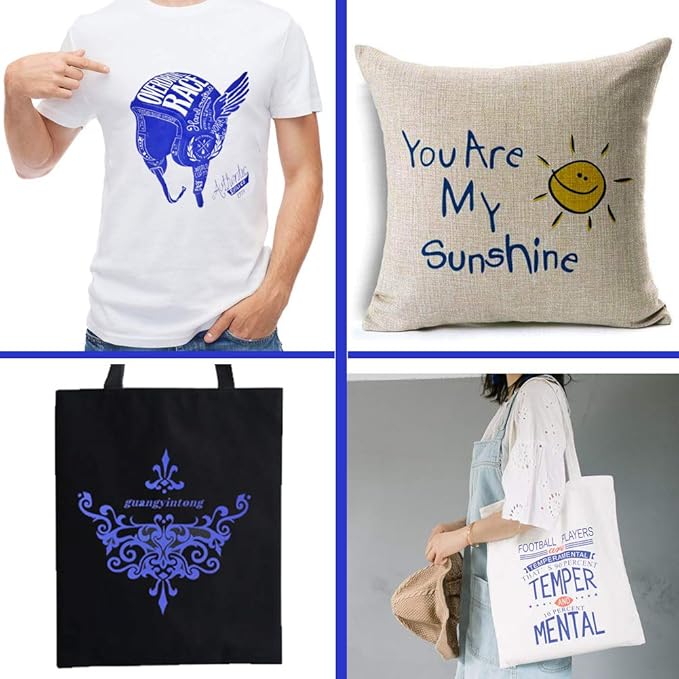 Guangyintong Heat Transfer Vinyl - HTV Rolls, 12" x 10ft Blue Iron on Vinyl for T-Shirts, Matte Surface, Easy to Cut & Weed