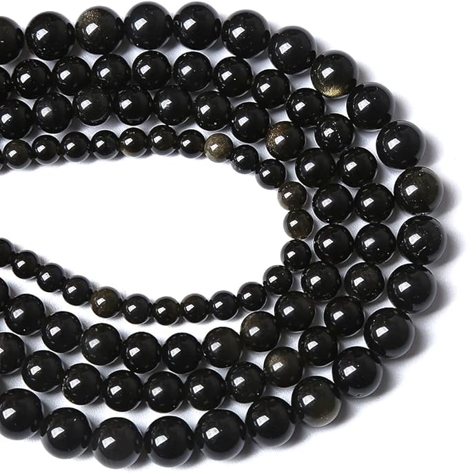 4MM 86PCS Natural Stone Golden Obsidian Loose Spacer Beads for Jewelry Making DIY Bracelet