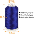 New brothread - Single Huge Spool 5000M Each Polyester Embroidery Machine Thread 40WT for Commercial and Domestic Machines - Blue(Janome Color)