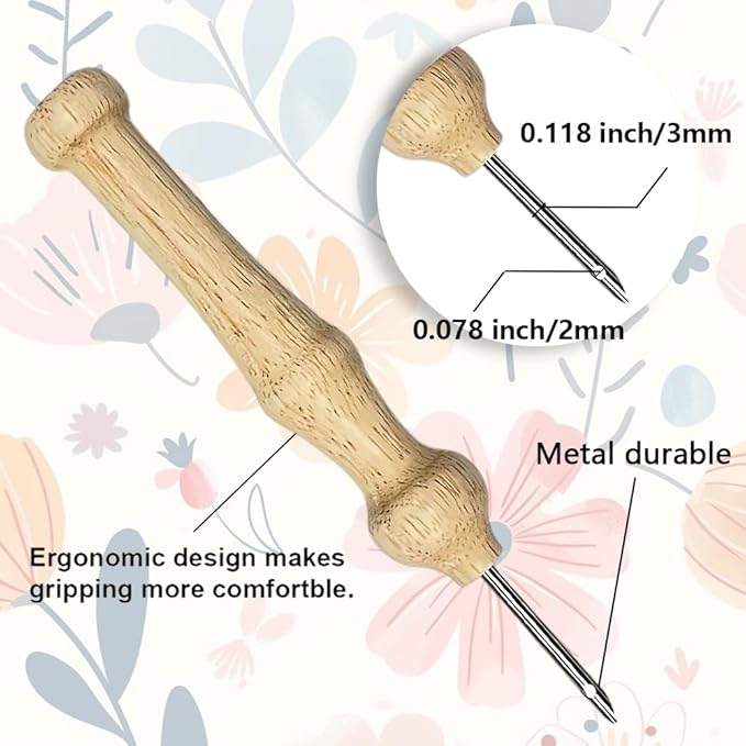 BEUNITONE 2PCS Bohemian Flower Punch Needle Kit for Adults Beginners, Complete Craft Kit Needlepoint Kits for Adults with Hoop, Punch Needle Starter Craft Set for Cloth Festival Gift and Home Decor