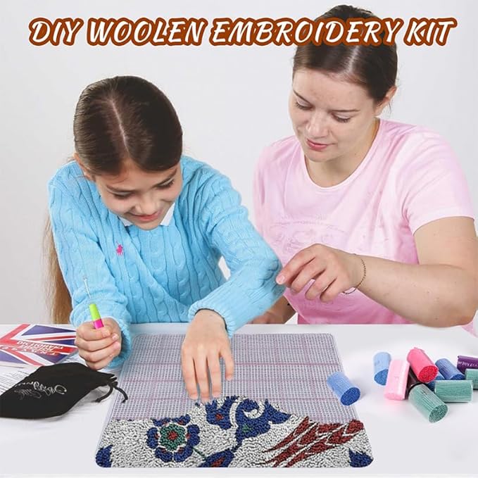 Latch Hook Kits for Kids DIY Rug Crochet Yarn Kits for Adults Tapestry Kits Home Decor Kits with Flower Printed Canvas Carpet Needlework Doormat Creative Gift Home Decoration 20 X 15 Inch (Flower)