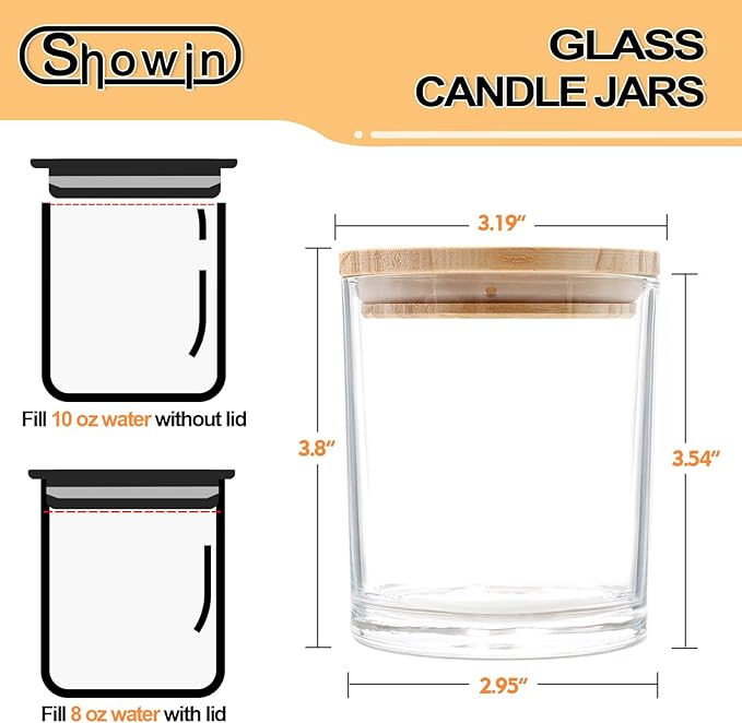 10 OZ Thick Candle Jars for Making Candles 15 Pcs, Empty Jars with Wood Lids for Candle Making, Sample Container, Clear