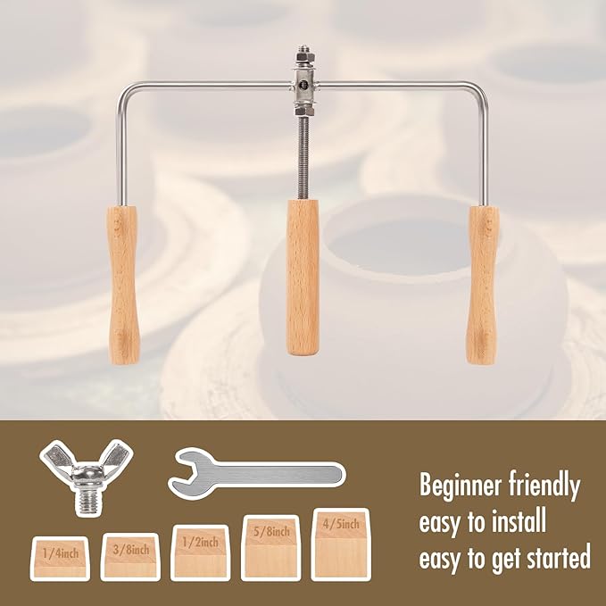 Pottery Trimming Tools and Supplies,Ceramic Pot Cup Opening Tool and Accessories，Pottery Molds for Handbuilding and Pottery Wheel Tools,with 5 Pcs Thickness Wood Boards