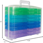 novelinks Transparent 4" x 6" Photo Organizers and Photo Storage Box with Handle, 16 Inner Photo Cases, Portable Picture Organizers & Photo Storage Containers (Cool-Colored)