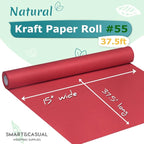 SMART&CASUAL 15" x 450" (37.5') Kraft Paper Roll for Art Craft Supplies Gift Wrapping Moving Packing Kids Painting Drawing Paint Easel Poster Chart Paper (Red, 15" W x 450" L (37.5'))