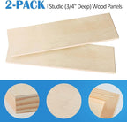 Falling in Art Unfinished Birch Wood Panels Kit for Painting, Wooden Canvas 2 Pack of 6x24 Studio 3/4" Deep, Cradle Boards for Pouring, Art, Crafts, Burning and More