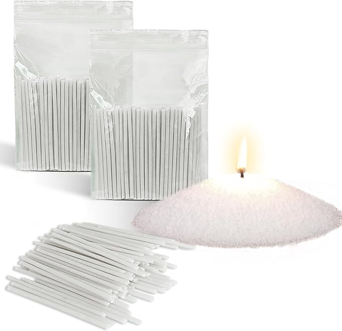 Pearled Candle Cotton Wicks 200-Pack for Sand Candles Making - 2Inch Metal-Free and Lead-Free Refill Sand Wax Wick for Candle Making DIY (White)