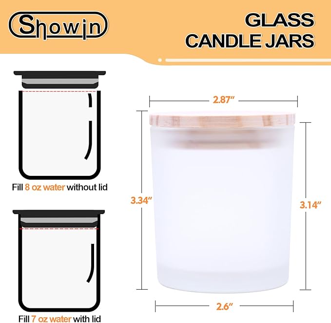 8 OZ Thick Candle Jars for Making Candles 15 Pcs, White Empty Jars with Wood Lids for Candle Making, Sample Container,Frosted White