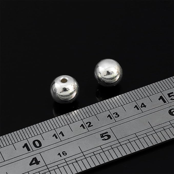 925 Sterling Silver Round Beads 10mm 2pcs for Jewelry Making Findings