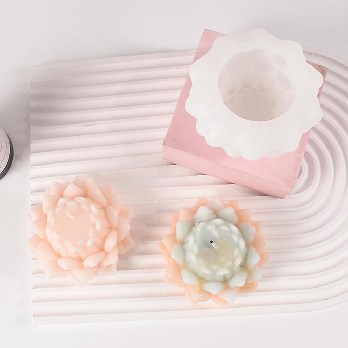 Lotus Flower Mold Lotus Flower Resin Mold - Resin Casting Silicone Molds for Home Decor & Candle Making Wave Spiral Mold