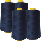 AK TRADING CO. 4-Pack Navy Blue All Purpose Sewing Thread Cones (6000 Yards Each) of High Tensile Polyester Thread Spools for Sewing, Quilting, Serger Machines, Overlock, Merrow & Hand Embroidery
