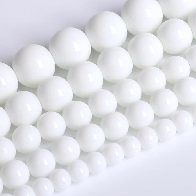 4MM Natural Stone White Porcelain Agate Beads Round Loose Stone Beads for Jewelry and Bracelets Making 180pcs 2 Strands 32"