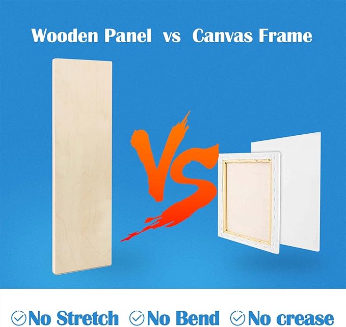 Falling in Art Unfinished Birch Wood Panels Kit for Painting, Wooden Canvas 4 Pack of 4x12 Studio 3/4" Deep, Cradle Boards for Pouring, Art, Crafts, Burning and More