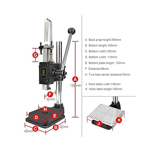 Leather Hole Puncher Hand Punching Machine Manual Press Puncher Punch Tools for DIY Craft (with Chuck, PP Plate and Aluminum Plate) (Style D)