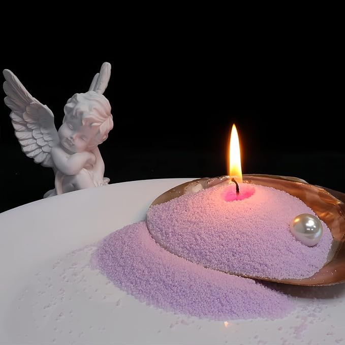 Aufien Candle Sand with Wicks, 21.4 Oz Pearled Candle, DIY Bead Powder Sand Wax Making kit Refillable Non Toxic for Handmade, Wedding and Halloween Christmas Decorations Magenta Unscented