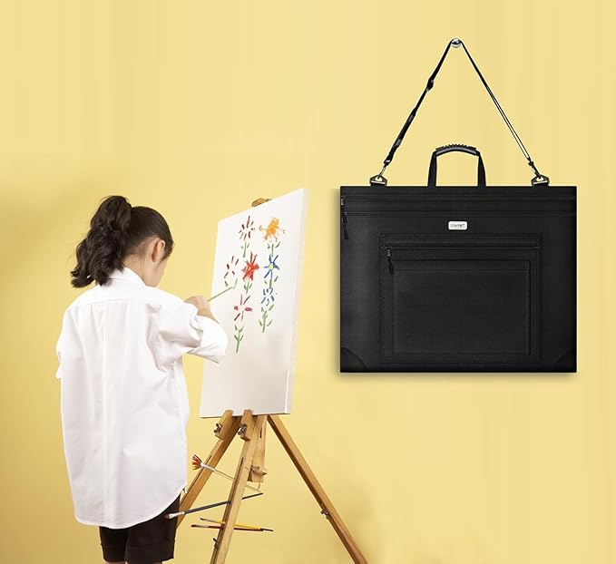 JusArt Art Portfolio Bag, 20x26 Light Weight Portfolio Folder Case with Adjustable Shoulder Strap, Leather Corners, Waterproof Art Bag for Artists and Students for Artwork, Poster, Sketching, Drawing
