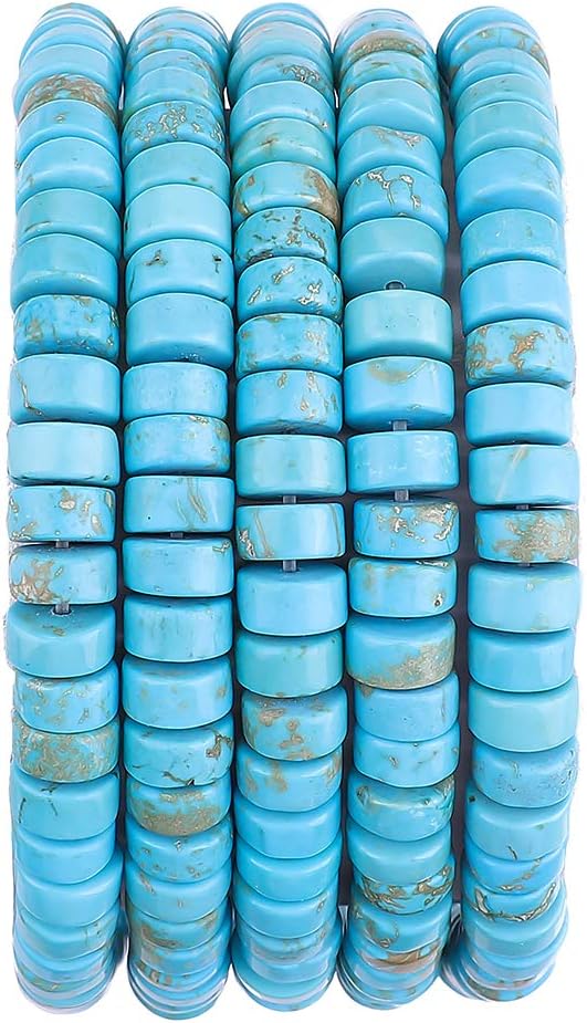 Natural Blue Turquoise Spacer Beads Caps Loose Semi Gemstone for Beading Jewelry Making 6mmx3mm 38cm