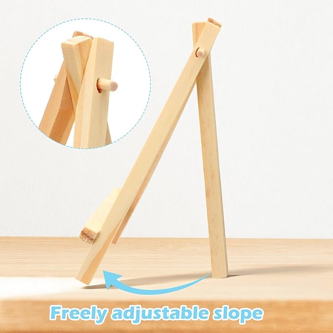 40pcs Wooden Easels Stands for Display 6 Inch Tabletop Art Display Easels Small Desktop Holder Stand Small Easel Stand for Displaying Painting Arts Crafts Canvas Drawing Wedding
