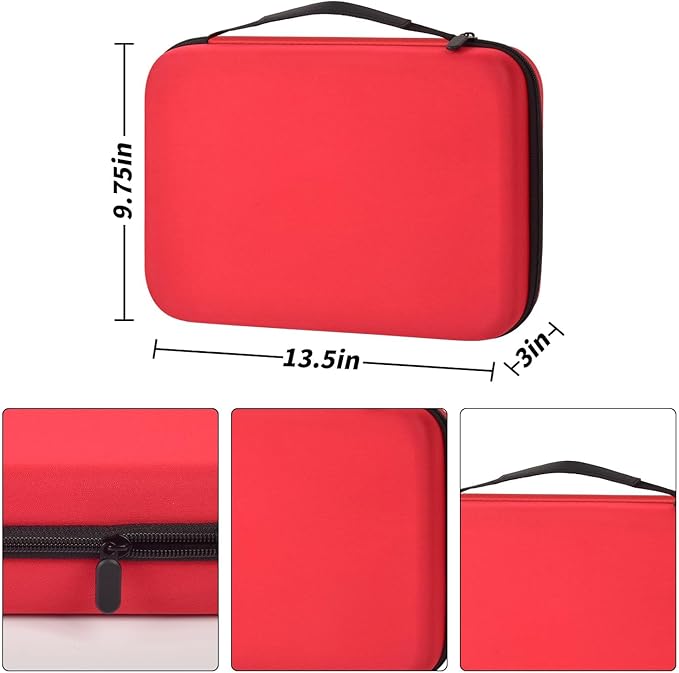 Model Paint Storage Case for Testors Paint Set, Paints Organizer Carrying Bag Holds 60 Bottles with 9 Fine Detail Miniatures Brushes, Enamel Paint Container, Drawing Ink Holder-Box Only (Red)