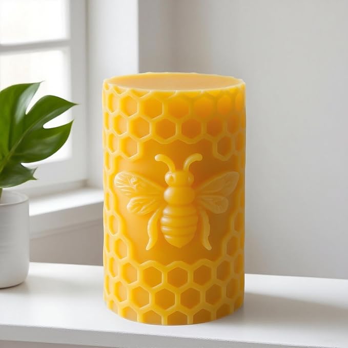 Honeycomb Cylinder Flower Succulent Peony Cylinder Candle & Resin Mold - Resin Casting Silicone Molds for Home Decor & Candle Making Wave Spiral Mold