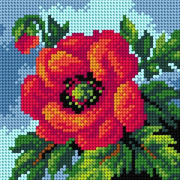 Wizardi Needlepoint Canvas for halfstitch Without Yarn Poppy 2755D Orchidea