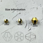 500pcs 3mm Bicone Glass Crystal Beads for Jewelry Making, Faceted Bicone Glass Spacer Beads for Bracelet Earring Necklace DIY Craft(Light Gold)