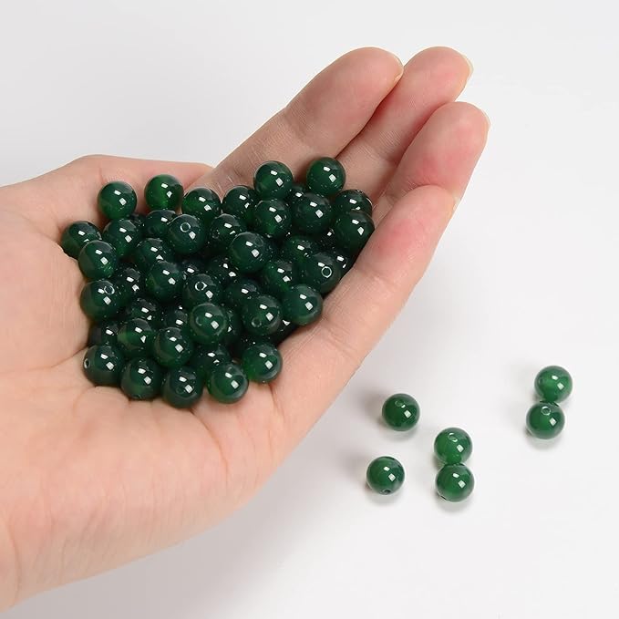 NCB 8mm Original Green Agate Loose Semi Precious Beads Round Smooth Gemstones SpacerBeads for Jewelry Making 100PCS (8mm 100Beads, Green Agate)