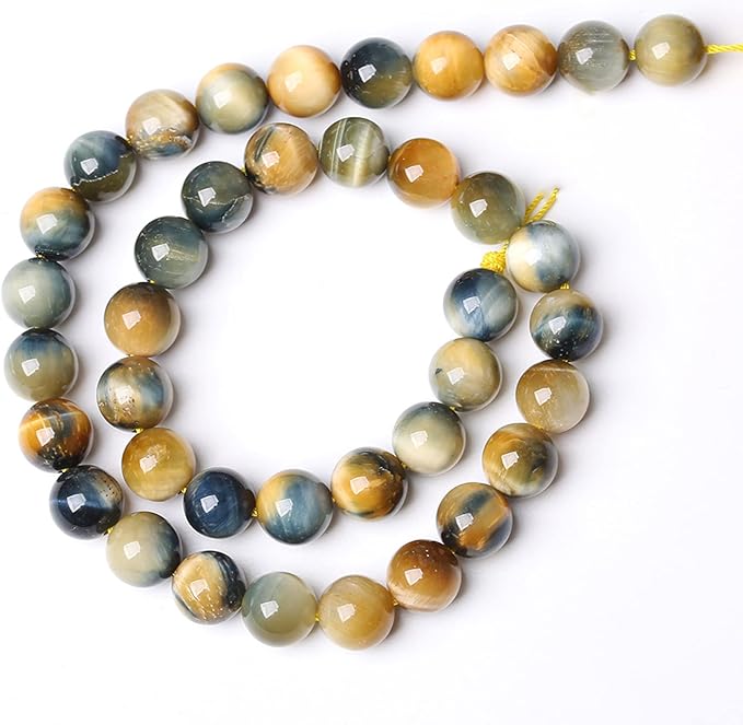 AAAAA Tiger Eye Beads for Jewelry Making - 6mm, 60pcs Natural Stone Semi-Precious Round Smooth Gemstones Loose Spacer Beads