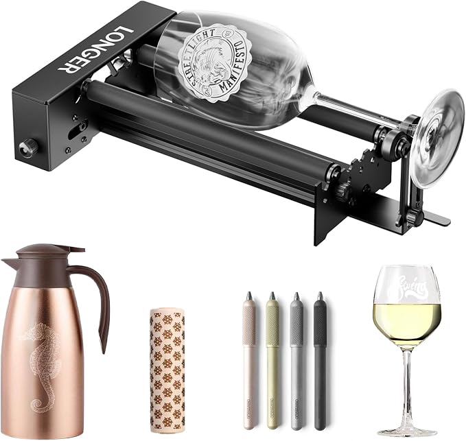 Longer Laser Engraver New-Rotary Roller, Y-axis 360° Rotation, Compatible with Other Brands of Engraver，a Good Partner for Laser Engraving Machine